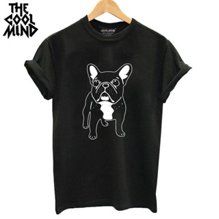 นุ่มสบายCOOLMIND DO0105B cotton french bulldog print t shirt cal dog print t-shirt for summer tshirt tops all size _02