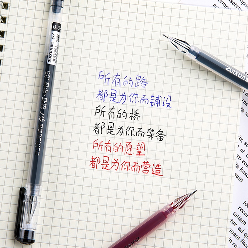 ปากกาเจล หัวเข็ม 0.38 มม. ความจุขนาดใหญ่ สีดํา แดง น้ําเงิน 6 ชิ้น - รูปที่ 4