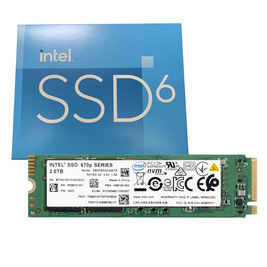 Intel 670p 2TB PCIe 3.0 NVMe M.2 2280 SSD - Read: 3500MB/s, SSDPEKNU020TZX1