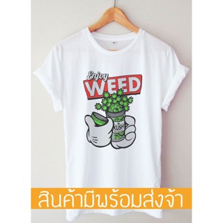 I4vl /เสื้อยืด WEED T-shirt! เสื้อยืดคอกลมผ้าฝ้าย   ได้     คุ้ม