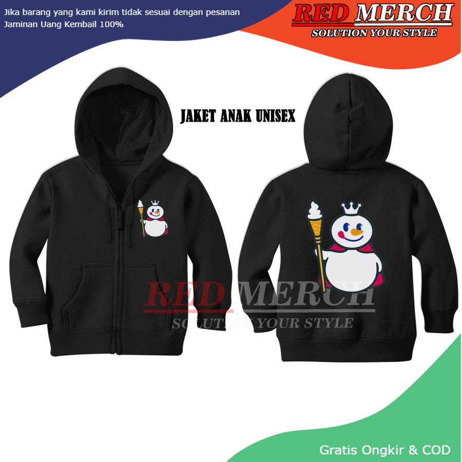 Mixue เสื้อแจ็คเก็ตมีฮู้ดมีซิปสําหรับเด็กไอศกรีม