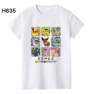 เสื้อยืดแขนสั้นลําลอง พิมพ์ลายการ์ตูนปิกาจู Pokemon Go Pop Eeveelutions สําหรับเด็กผู้ชาย และเด็กผู้หญิง