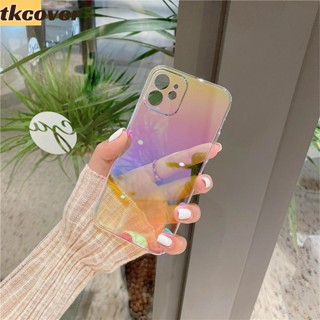 เคสโทรศัพท์มือถือ PC แข็ง แบบใส ไล่โทนสีรุ้ง สําหรับ iPhone 14 13 12 11 Pro Max 14 Plus