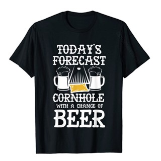 ขายดี!Cornhole Funny Forcast Bean Bag And Beer lgate T-Shirt Comfortable Cotton Men Tops T Shirt 3D Printed Funny Top T-