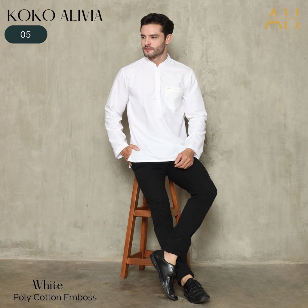 Alivia Koko Ak05 - โพลีคอตตอนสีขาว Emboss