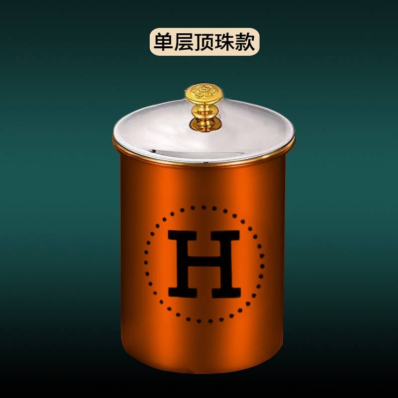 H Internet Celebrity Style Stainless Steel Ashtray with Lid Household Creative Personalized Trend Living Room Bedroom Ashtray Prevent Fly Ash iIw4 - รูปที่ 6