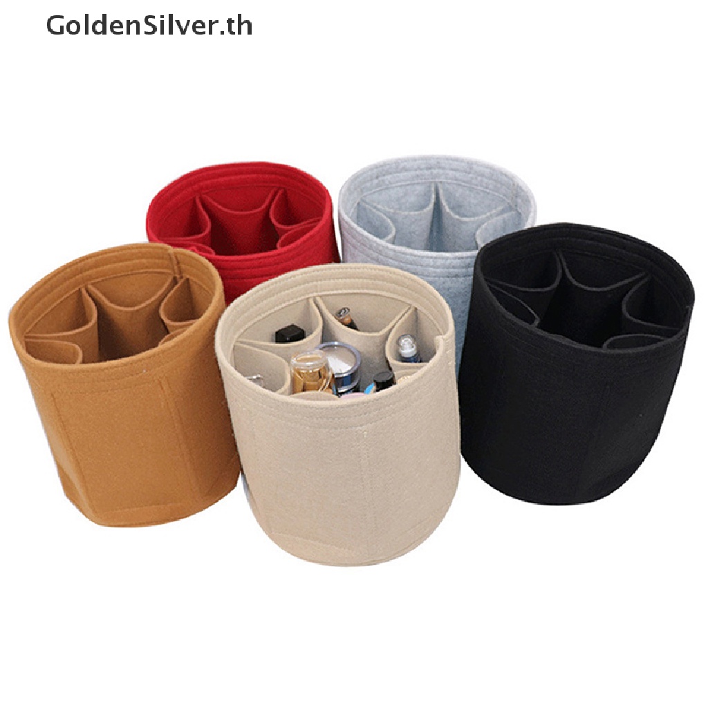 Goldensilver กระเป๋าถือ กระเป๋าเครื่องสําอาง ทรงบักเก็ต สีเงิน