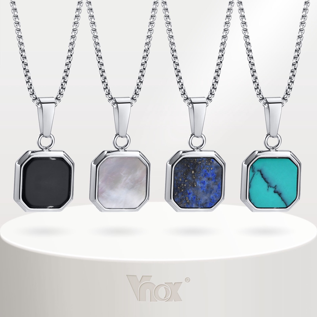 Vnox สร้อยคอ จี้หินตาเสือ สีดํา หรูหรา เครื่องประดับ สําหรับผู้ชาย