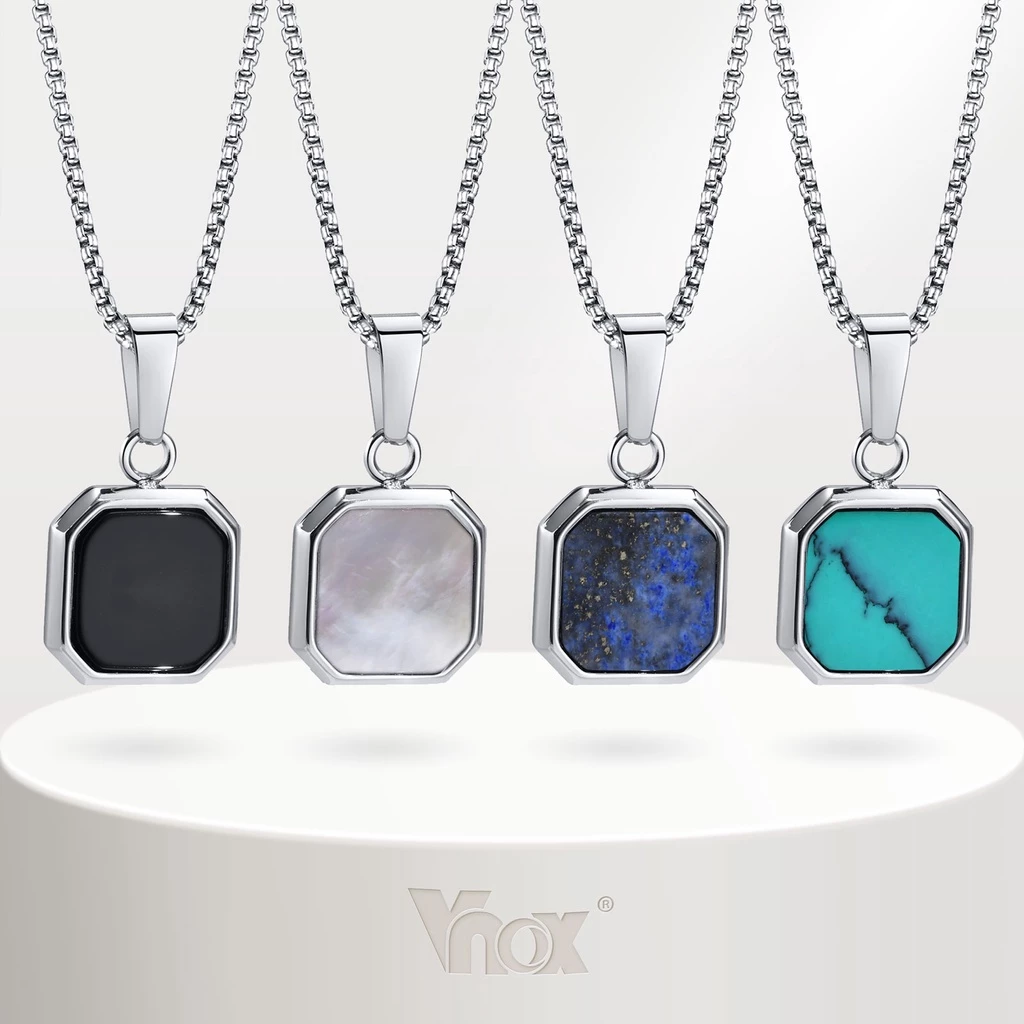 Vnox สร้อยคอ จี้หินตาเสือ สีดํา หรูหรา เครื่องประดับ สําหรับผู้ชาย