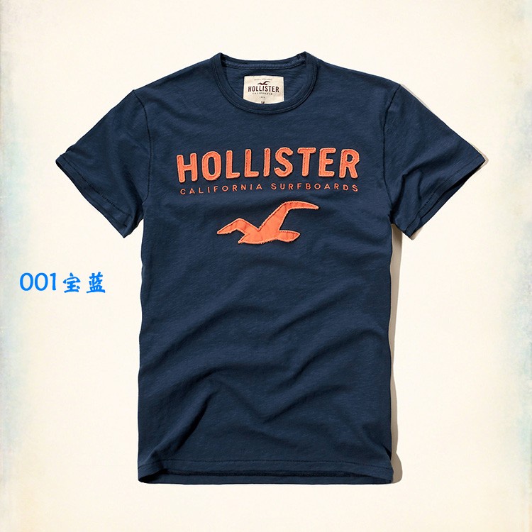 Hollister Mens Summer Seagull & HCO Print 100% Premium Cotton oversize Top แฟชั่นสไตล์อเมริกันสตรีทส