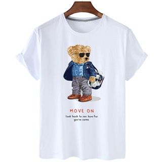 Harajuku Bear Summer T-shirt Fashion Cartoon Backpack Print Bear Short Sleeve Shirt Women Casual Top Round Neck Tee_07