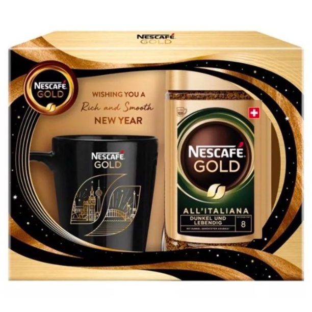 ชุดของขวัญ กิ๊ฟเซ็ท Nescafe Gold All italiana เนสกาแฟโกลด์ ออลอิตาเลียน่า + แก้วกาแฟ กาแฟ กาแฟนำเข้า