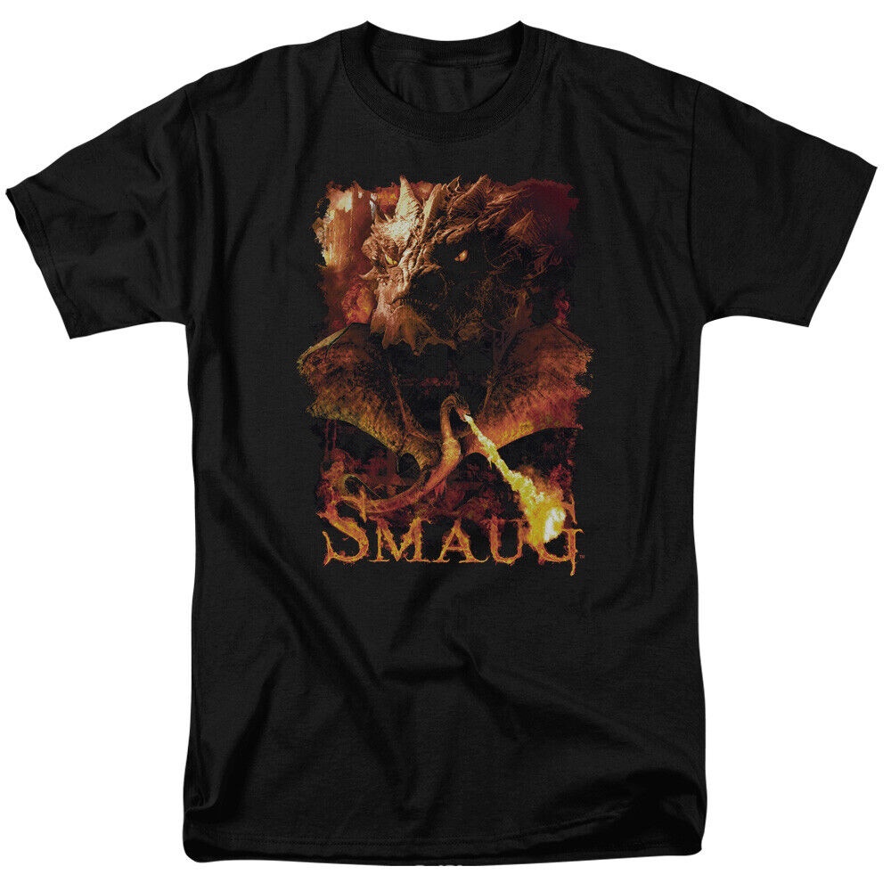 เสื้อยืด พิมพ์ลาย The Hobbit Smolder สีดํา สําหรับผู้ชาย_09