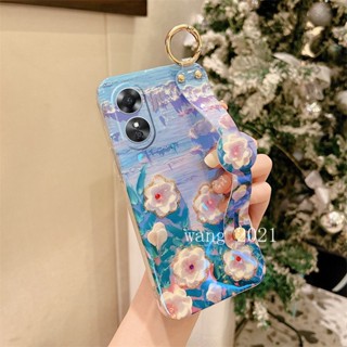 ใหม่ เคสโทรศัพท์มือถือแบบนิ่ม ลายดอกไม้ ประดับพลอยเทียม พร้อมสายคล้องข้อมือ หรูหรา แฟชั่น สําหรับ OPPO Reno8 T A78 5G 4G Reno 8 8T Reno8T