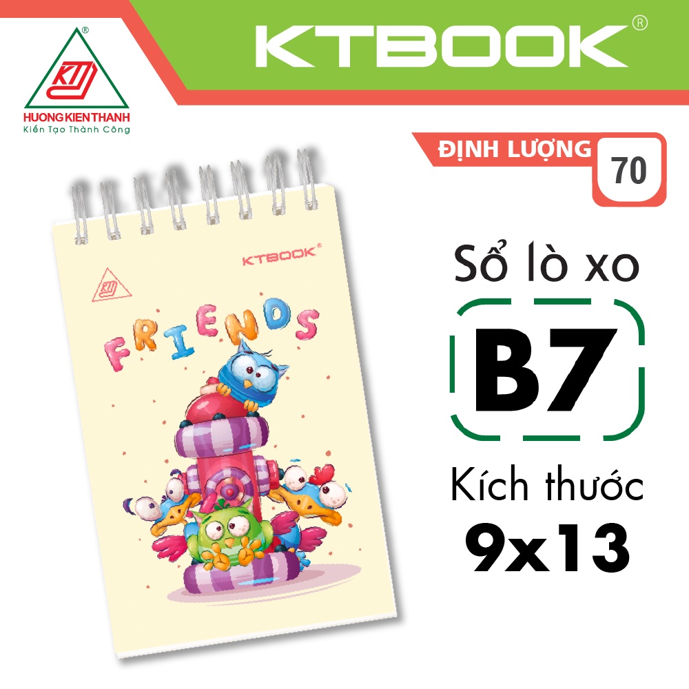 XO Combo สมุดสปริงปกแข็ง 5 เล่ม B7 KTBOOK 100 หน้า ขนาด B7