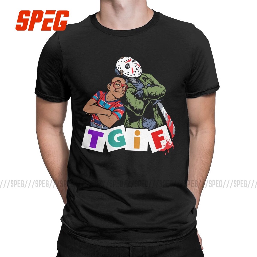 เสื้อยืดคอกลม แขนสั้น ลาย Jason & Urkel Friday the 13th 6XL แฟชั่นสําหรับผู้ชาย 2022