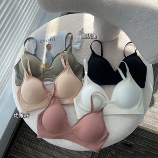 ชุดชั้นในดันทรง ไร้รอยต่อ ชุดชั้นในสตรี ไร้สาย เซ็กซี่ คอวีลึก Bralette 8 สี