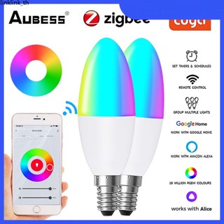 Tuya หลอดไฟอัจฉริยะ WiFi Zigbee RGB W C Led E14 สามารถควบคุม Alexa Google รีโมตคอนโทรลได้