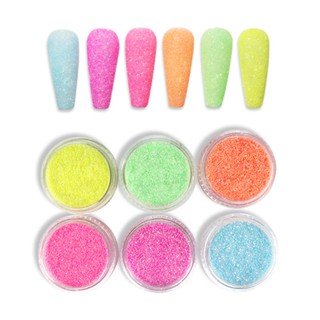 ผงสีนีออน สีแคนดี้ สําหรับตกแต่งเล็บ 6 สี