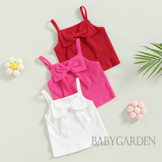 Babygarden-6 เดือน -5 ปี เด็กผู้หญิง ฤดูร้อน สีพื้น แขนกุด ยาง โบว์ ตกแต่งเสื้อชั้นใน