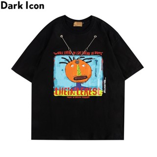 T-Shirt Round Neck Short Sleeve Cotton Printed Dark Icon Street Style With Chain Summer Fashion For Men S-5XL_04