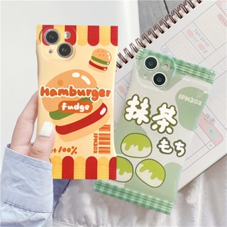 เคสโทรศัพท์มือถือ TPU แบบนิ่ม ลายการ์ตูนแฮมเบอร์เกอร์ และมัทฉะ daifuku สําหรับ iPhone 14 14Pro 11 13 12 Pro MAX iPhone7 8 Plus 6s Plus XR 14Plus XS MAX