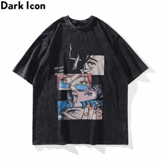 เสื้อยืดแขนสั้น ผ้าฝ้าย พิมพ์ลาย Dark Icon No Hand Feeling สไตล์ฮิปฮอป แฟชั่นฤดูร้อน สําหรับผู้ชาย 2022_04