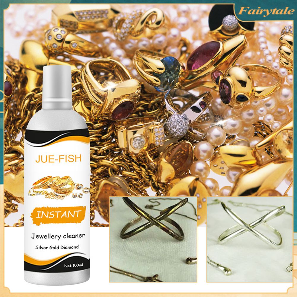 Jue Fish Jewelry Cleaning Solution Diamond Silver Gold Jewelry Maintenance Surface Blackening Care Cleaner 100Ml 【Fairytale】