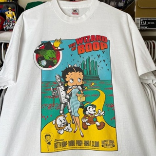 เสื้อยืดแขนสั้น ผ้าฝ้าย พิมพ์ลายการ์ตูน Betty boop Miss Betty สไตล์ยุโรป และอเมริกา สําหรับผู้ชาย และผู้หญิง