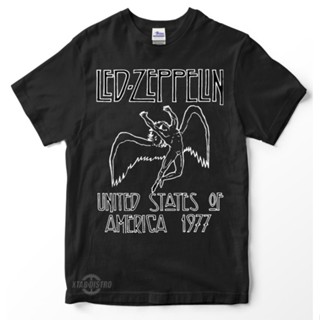 Zeppelin เสื้อยืดลําลอง แขนสั้น พิมพ์ลาย UNITED STATES 1977 zeppelin led สไตล์วินเทจ โอเวอร์ไซซ์