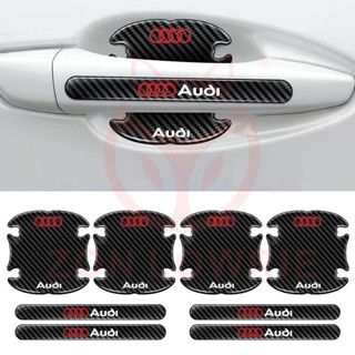 สติกเกอร์ติดมือจับประตูรถยนต์ ป้องกันรอยขีดข่วน สําหรับ Audi A4L A3 A6L Q3 Q5L Q7A8