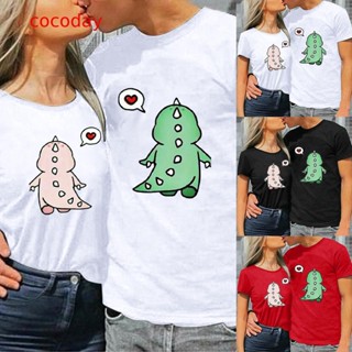 เสื้อยืดผู้ cocoday  Valentines Day Cartoon Short Sleeved Men And Women Lovers Cotton T Shirt Women_06 S-5XL