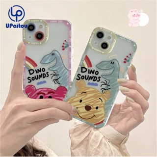 เคสโทรศัพท์มือถือแบบนิ่ม TPU ใส ลายการ์ตูนหมีสตรอเบอร์รี่น่ารัก สําหรับ iPhone 11 14 13 12 Pro Max X XR Xs Max 8 7 6 6s Plus SE 2020