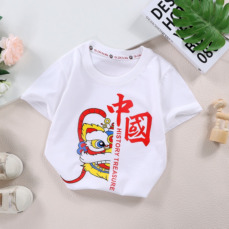 90-140 ซม.เสื้อยืดแขนสั้นเด็กผ้าฝ้ายแท้การ์ตูนพิมพ์เด็กสบายแฟชั่นทุกการแข่งขันด้านบนเวอร์ชั่นเกาหลี