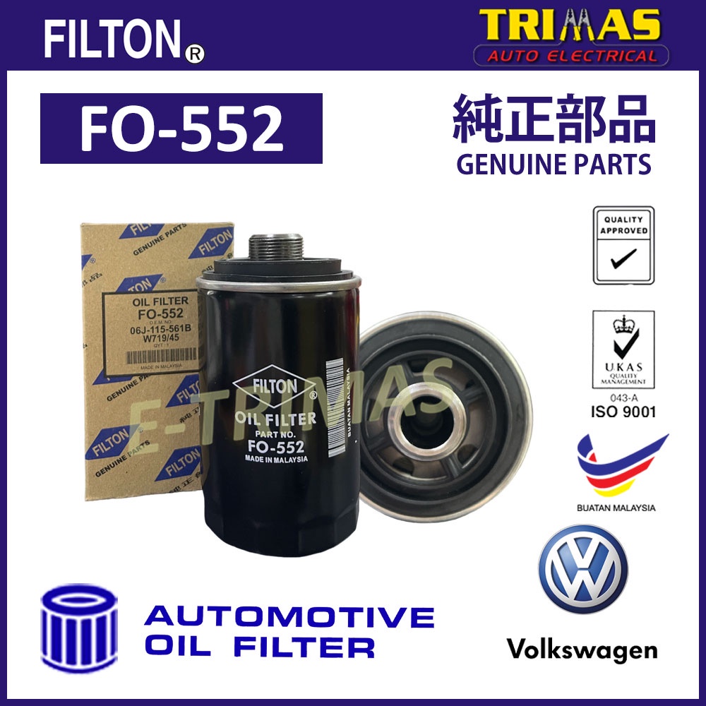 FILTON กรองน้ํามัน Volkswagen Passat CC Golf MK6 Tiguan Penapis Miyak Hitam Enjin เครื่องยนต์ 06J-11