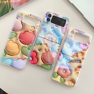 Hoce เคสป้องกันโทรศัพท์มือถือ PC แบบแข็ง ลายดอกทิวลิป 3D สําหรับ Samsung Galaxy Z Flip 3 Z Flip 4 5G ZFlip3 ZFlip4