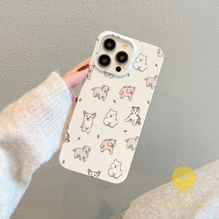 For เคสไอโฟน 14 Pro Max [Cute Puppy Dog Hard Film Print] เคส Phone Case For iPhone 14 Pro Max Plus 13 12 Mini 11 For เคสไอโฟน11 Ins Korean Style Retro Classic Couple Shockproof Protective TPU Cover Shell