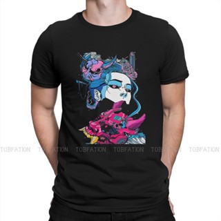 The Mask Retro Movie Crewneck TShirts Cyberpunk Samurai Demon Japanese Girl Print Mens T Shirt New Trend Clothing _12