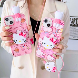 เคสโทรศัพท์มือถือแบบนิ่ม Tpu กันกระแทก ลายการ์ตูนคิตตี้ พร้อมสายคล้อง สําหรับ Samsung galaxy A04 A03 A02 A04S A03S A02S A13 A12 A11 A31 A51 A71 A81 A22 A23 A32 A33 5G A13 LTE