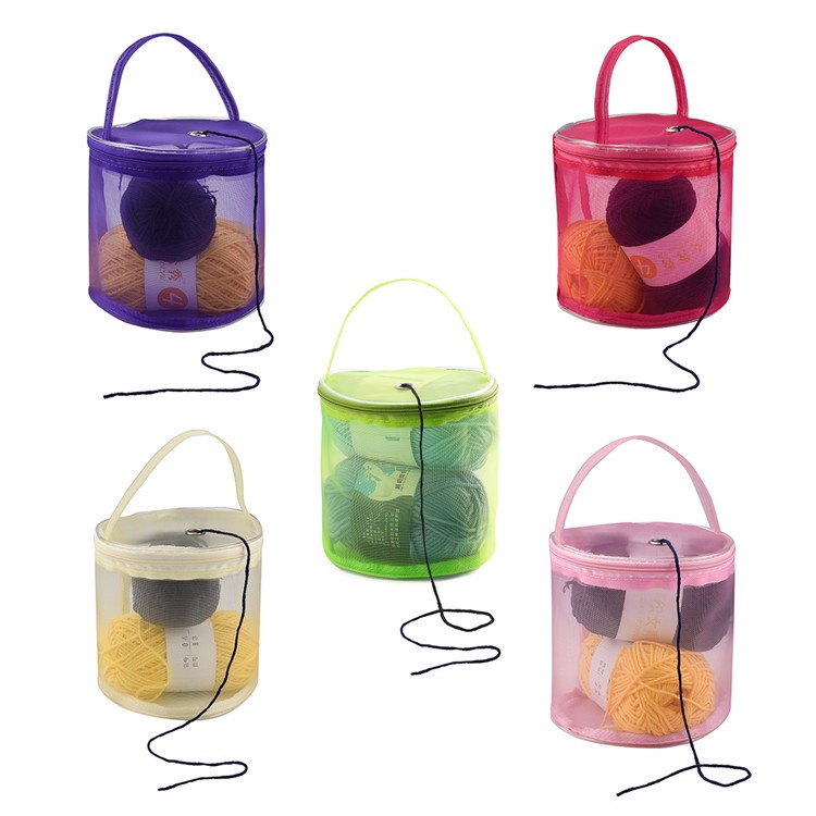 ถุงตาข่ายเก็บอุปกรณ์ถักโครเชต์ DIY หลายสี 1 ชิ้น