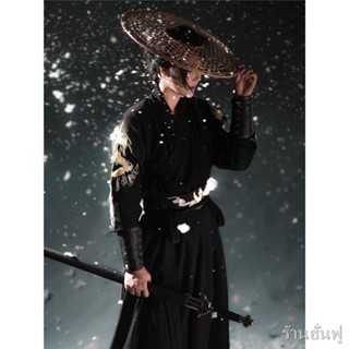 Hanfu ผู้ชายโบราณ Chivalrous หล่อเย็บปักถักร้อยปกสูทชายและหญิงที่ไม่ใช่สไตล์จีนโบราณทุกวันชุดยาวเย็บปักถักร้อย