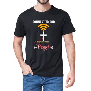 เสื้อยืดลําลอง แขนสั้น พิมพ์ลาย Connect To God The Password Is Prayer โอเวอร์ไซซ์ สําหรับผู้ชายS-5XL