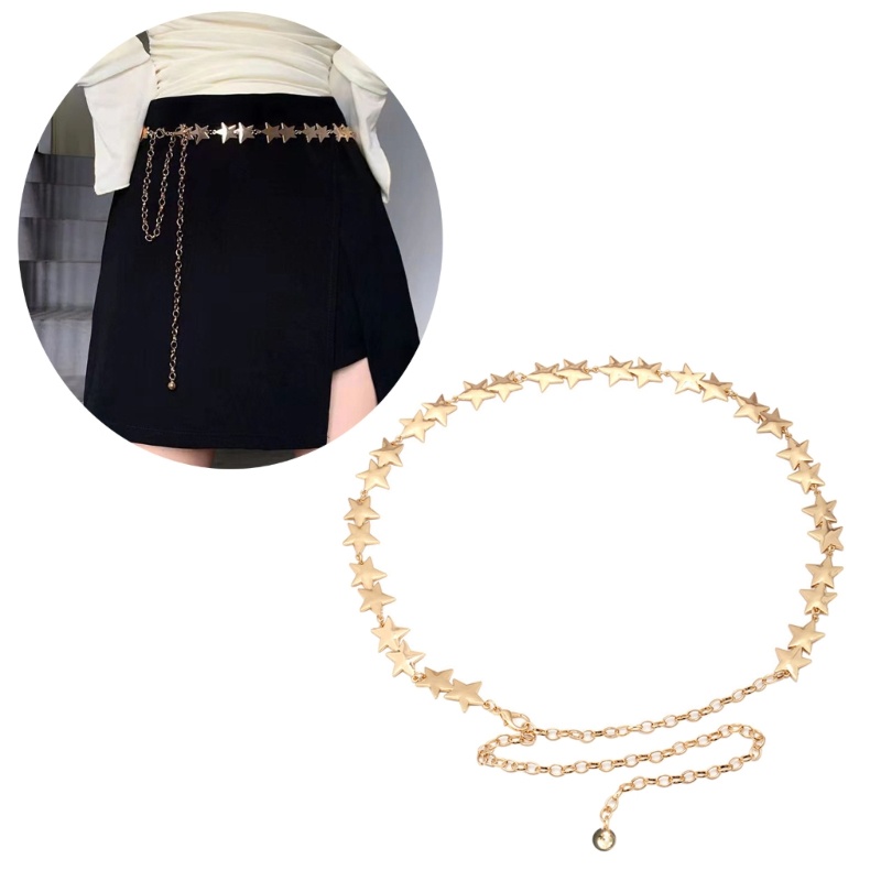 Miss * แฟชั่นเอว Star Pentagram CHAIN เข็มขัด Belly CHAIN ชุด Jean กางเกงเข็มขัดโซ่เอวสําหรับผู้หญิง