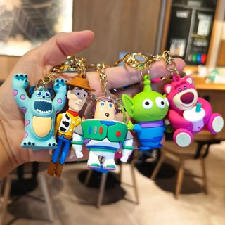 พวงกุญแจ จี้ตุ๊กตาฟิกเกอร์ Toy Story Strawberry Bear Woody Buzz Lightyear Alien น่ารัก สําหรับห้อยกระเป๋า