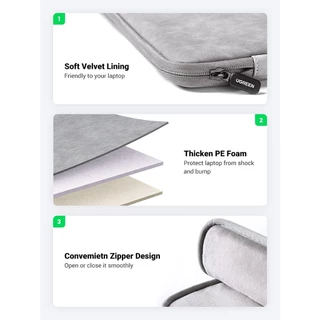 UGREEN รุ่น 20476 Laptop Bag ขนาด 14 - 14.9 นิ้ว Laptop Case PU Suede Leather Soft Padded Zipper Cover Sleeve Case Water