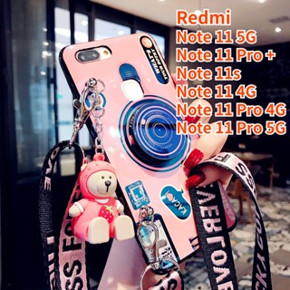 เคสโทรศัพท์มือถือ ซิลิโคน พร้อมสายคล้อง และตุ๊กตาน่ารัก สําหรับ Redmi Note 11 Note 11s Redmi Note 11 Pro Redmi Note 11 Pro+