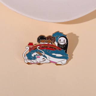 เครื่องประดับ เข็มกลัดโลหะ รูปการ์ตูนอนิเมะ Spirited Away Enamel Pins No Face Man Lapel สไตล์ฮาคุ