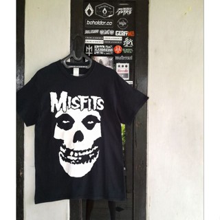 เสื้อยืดผู้ Misfits เสื้อยืด - Fiend Skull Clic (Likeblackmerch) S-5XL