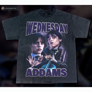 เสื้อยืดโอเวอร์ไซส์เสื้อยืดคอตตอน 100% Wednesday V.2-Bootleg T-ShirtS-3XL