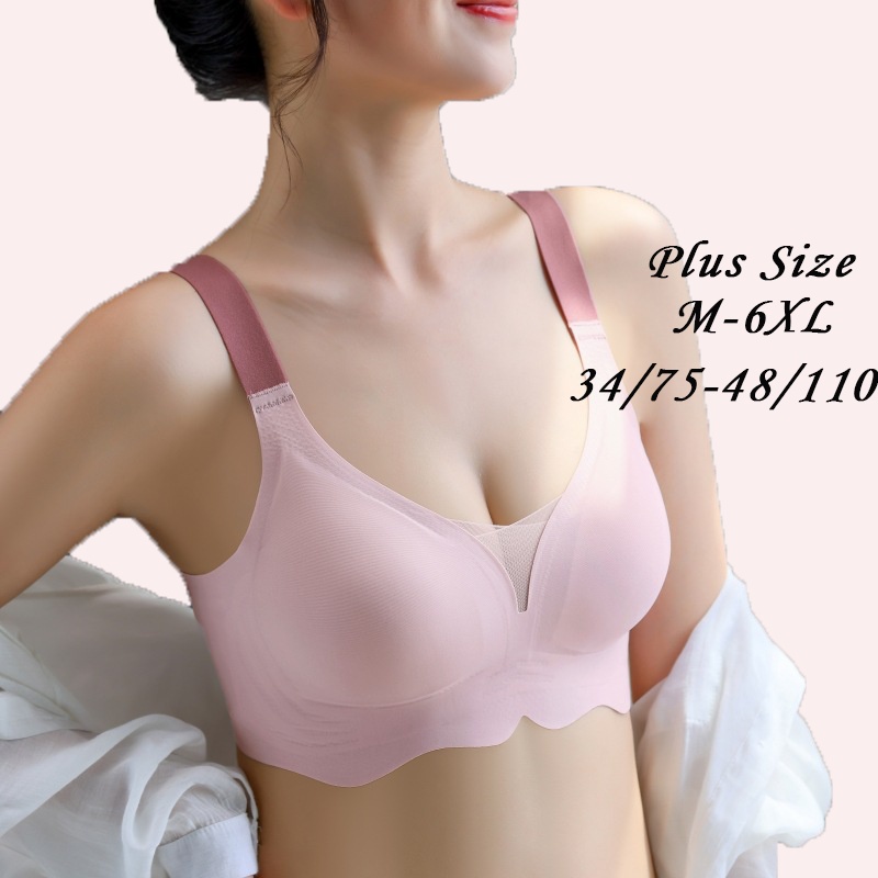 Hope Plus ขนาด Bra สําหรับผู้หญิงไร้สายเซ็กซี่ชุดชั้นในสตรี Padding Bralette เสื้อกั๊กขนาดใหญ่ 44/46